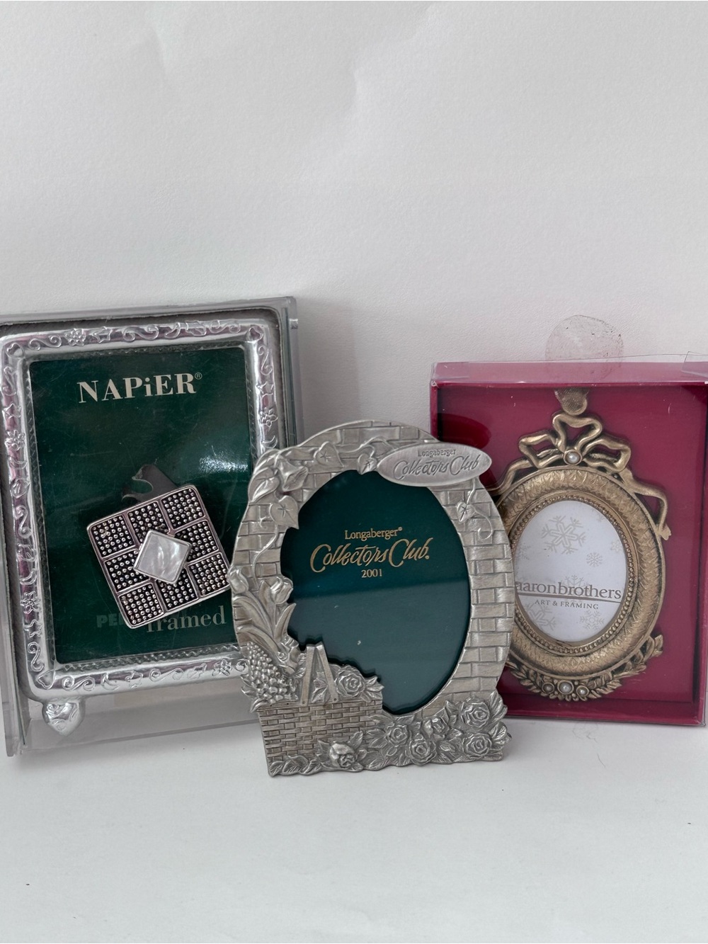3 MINI Picture Frame  2x3-2X3.5-2X2.5 Ornate METAL PEWTER LONGABERGER NAPIER
